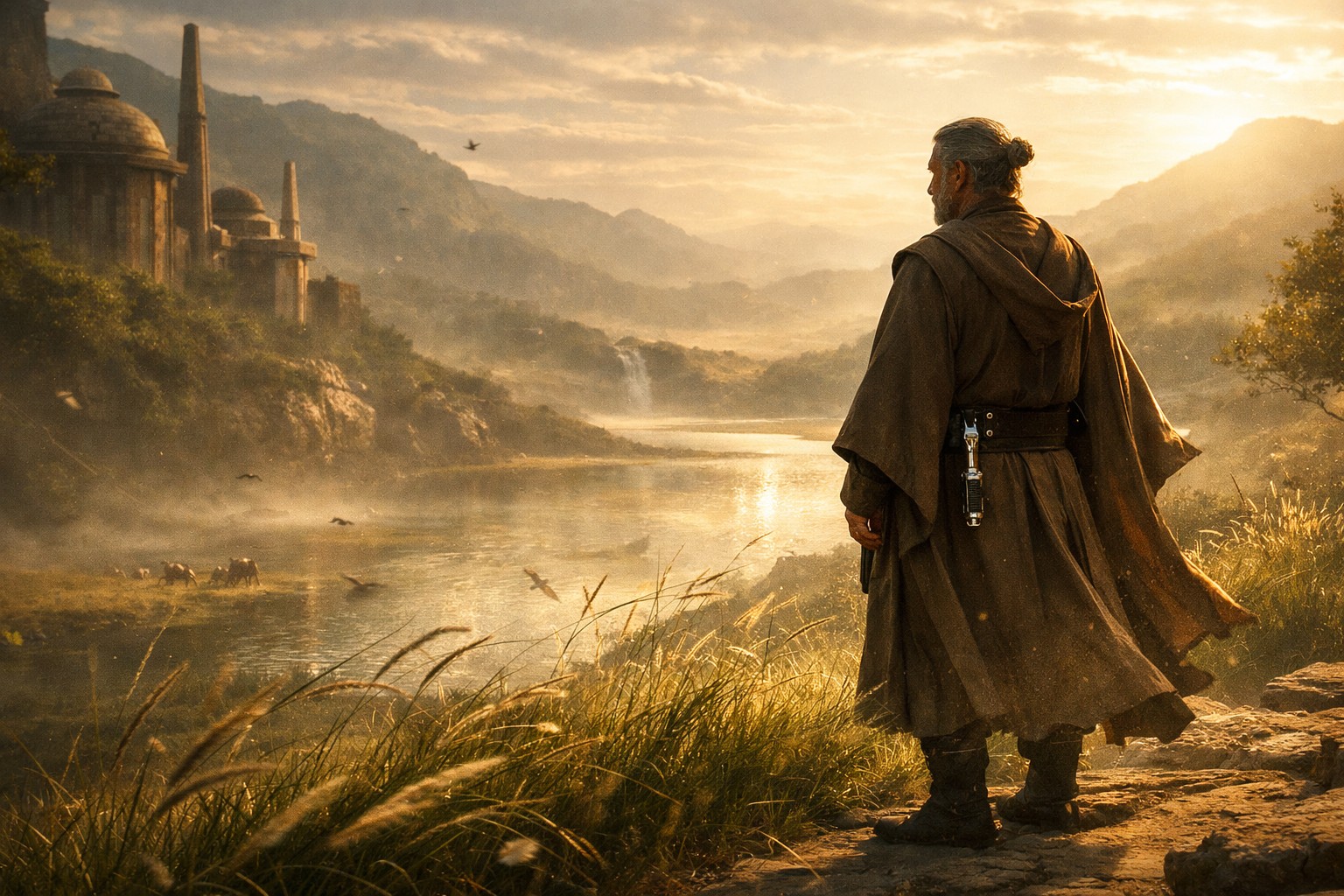 Квай-Гон Джинн в медитации, слушающий живую Силу за пределами институциональных стен